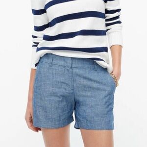 J. Crew Factory Classic Chambray Shorts Size 2 Blue Cotton Summer Casual Preppy